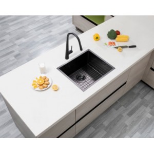 Gun Metal Grey Stainless Steel Handmade Top/Undermount Single Bowl Kitchen/Laundry Sink 510x450x230mm